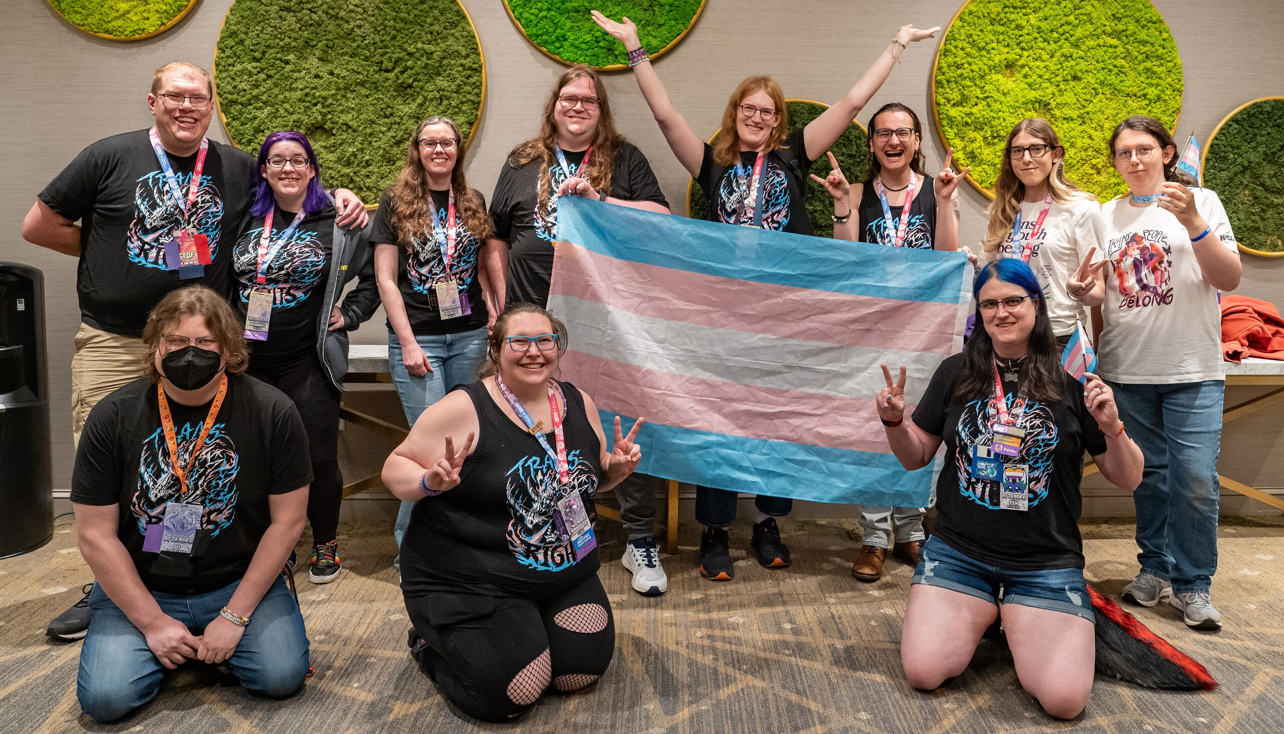 Trans Rights Tuesday Binary Breakers members, photographed at the TRANS RIGHTS TUESDAY SGDQ meetup.