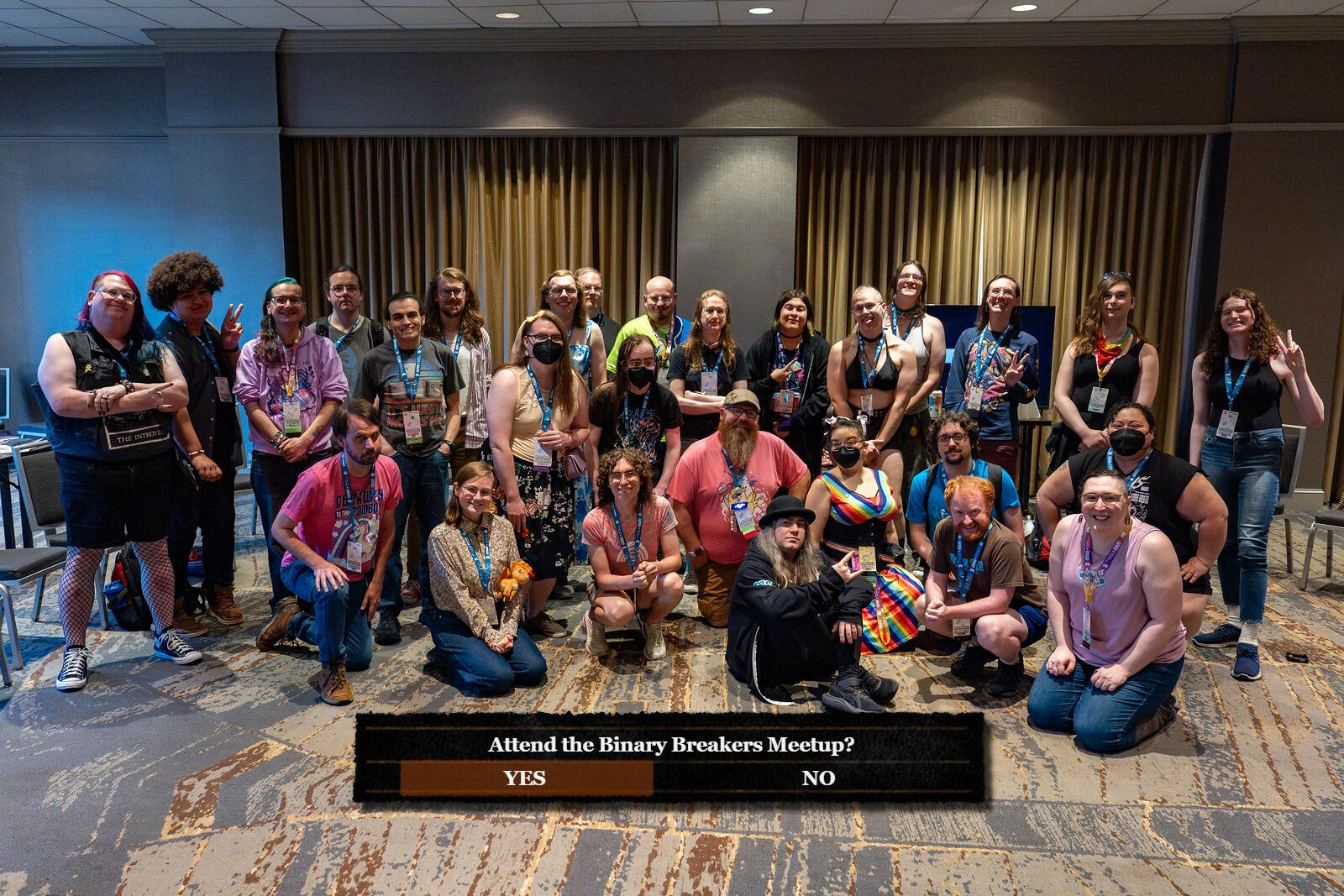 Binary Breakers members, photographed at the SGDQ meetup.